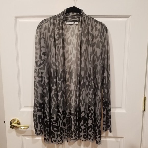 Susan Graver Sweaters - Susan Graver Mesh Ombre Animal Print Cardigan, Size L, EUC to LIKE NEW